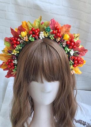 Яскравий віночок осінь, обруч на свято осені