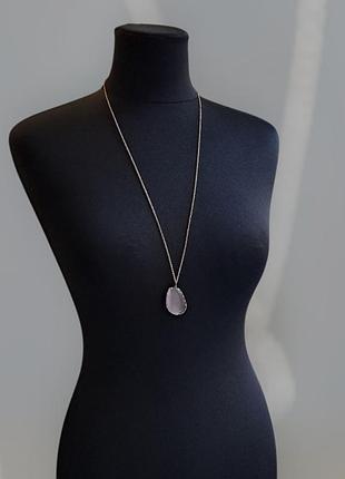 ✨ кольє з кулоном fiber optic glass "улексит" з ефектом «котяче око» рожево-лілового відтінку ✨