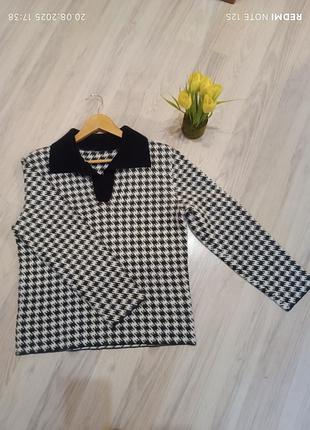 Теплый свитер джемпер с воротником гусиная лапка