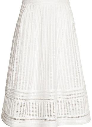 Біла мереживна спідниця міді сітка 🤍 h&m