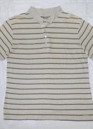 Футболка поло чоловіча бежева в смужку розмір l