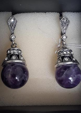 Сережки із аметистом
