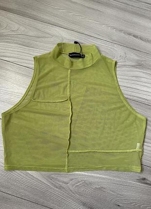 Топ сітка салатова безрукавка напівпрозора