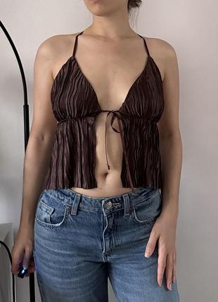 Стильний цікавий коричневий топ