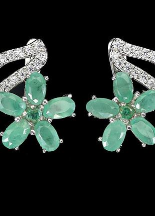 Сережки срібло 925 натуральний смарагд