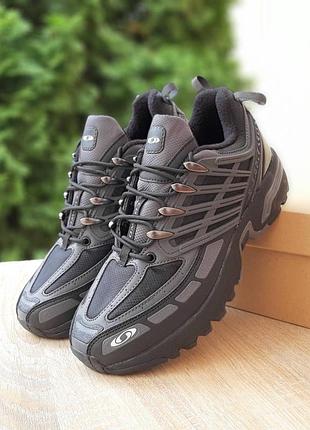 Чоловічі якісні та стільний кросівки salomon acs oq gore-tex чорні з сірим чорний напис❄️