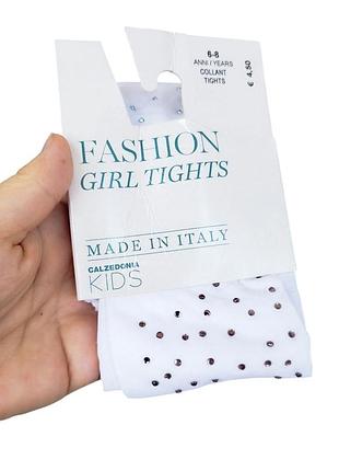 Нарядные белые колготки со стразами calzedonia 6-8