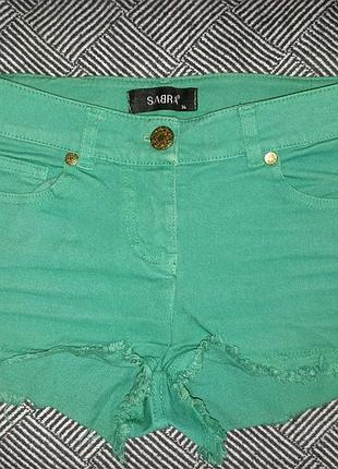 Удобные и крутые шорты джинсовые зеленые женские sabra