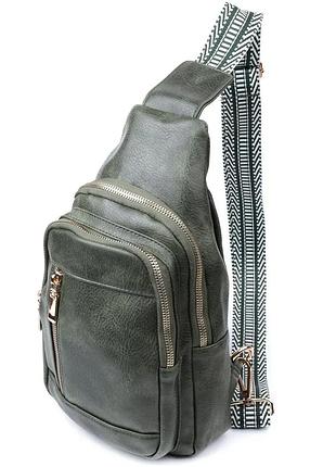 Стильная слинг сумка для женщин из экокожи vintage 22745 зеленый