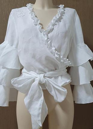 Славная блуза на запах 100%лен