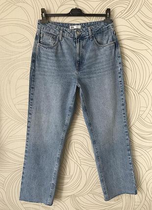 Джинсы прямого кроя с высокой посадкой «zara»