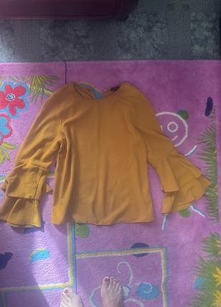 Світшот, реглан блузка волани гірчиця колір