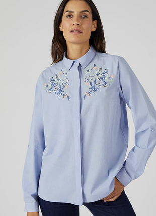 Рубашка в полоску с вышивкой хлопок