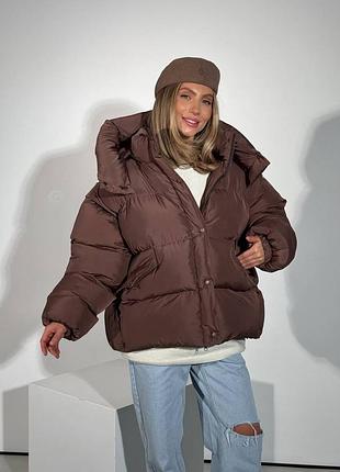 Дутый пуффер пуховик трансформер жилет с капюшоном