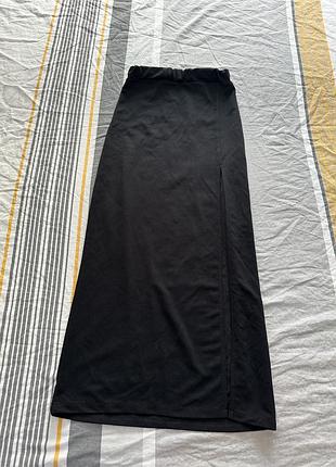 Спідниця максі олівець висока посадка на резинці виріз по ніжці класична діловий офісний