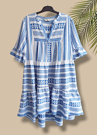 Хлопковое ярусное платье свободного кроя f&amp;f. батал.