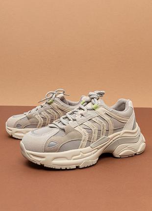 Женские кроссовки кожаные серые бежевые 36-40 кроссовки женские кожаное fashion 1691210