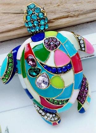 Брошка в стилі пікассо "щаслива черепаха" яскрава