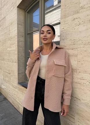 Тепла жіноча сорочка букле в кольорах 42/52