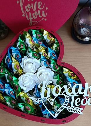 Бокс с конфетами для девушки на день рождения день влюбленных 8 марта праздник (ar286)