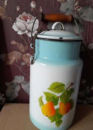 Атикваріат: емальована банка,банька з кришкою