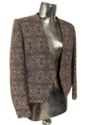 Піджак жіночий жакет жакард коричневий блейзер з візерунком блейзер з орнаментом жіночий стильний m&s - m,l