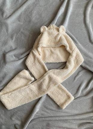 Шапка мишка с шарфом