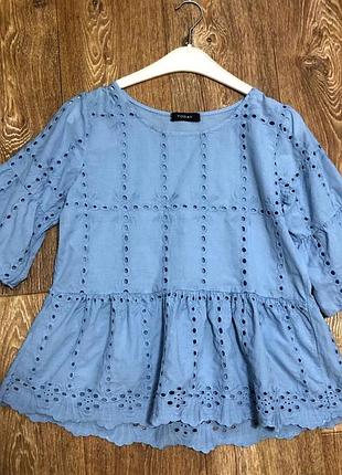 Блуза женская летняя из прошвы, 100% хлопок, итальялия, размер s-м