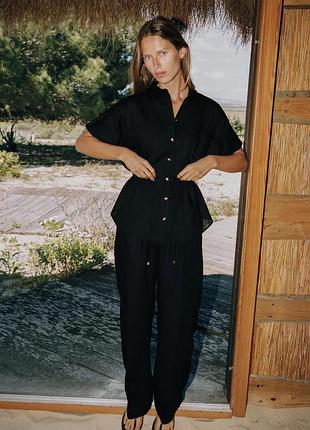 Сорочка - сафарі , льон, чорна zara
