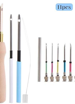 Иглы для ковровой вышивки: 11 шт, пробивные, с большим ушком, для плотных тканей, для создания авторских работ