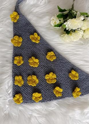 Платок вязаный бандана кроше ручной работы