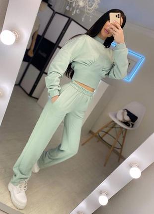 Женский стильный трикотажный костюм двойка