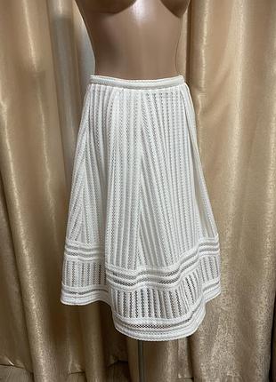 Пишна ажурна спідниця h&m білого кольору розмір 36/6