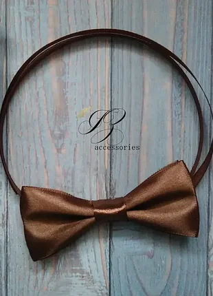 Атласный галстук бабочка шоколадный цвет