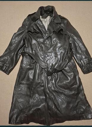 Винтажный кожаный плащ