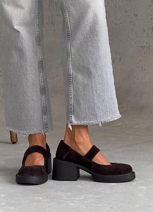 Черные замшевые туфли на липучке туфли мери джайн