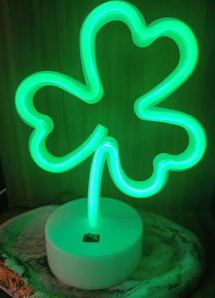 Нічник неоновий лампа fire клевер