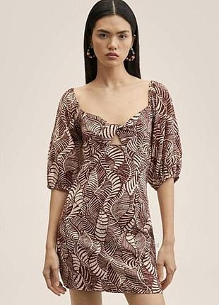 Сукня mango з обємними рукавами та принтом