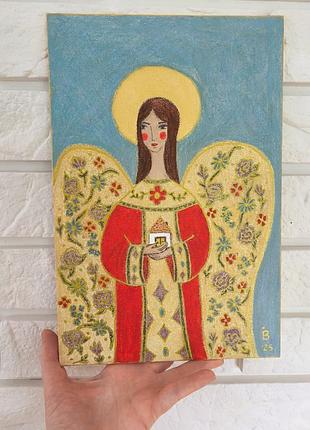 Авторська картина ' янгол, що охороняє дім', ангел, оберіг дому