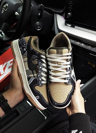 👟 повседневные мужские / женские кроссовки nike sb dunk low x travis scott "cactus jack" 🌵