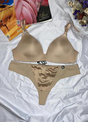 Комплект ліф + стрінги 70 e + xl від hunkemoller satin бех кісточок