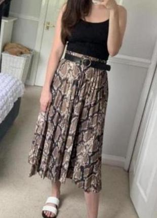 F&f,женская юбка миди плиссе, змеиный принт, размер xxxl