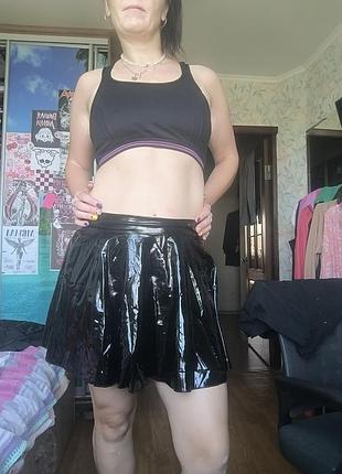 Латексная лакированная юбка юбка