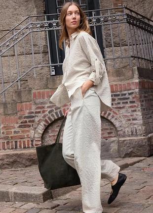 Костюм zara, легкий костюм з сорочкою і вільними брюками zara, костюм в піжамному стилі zara