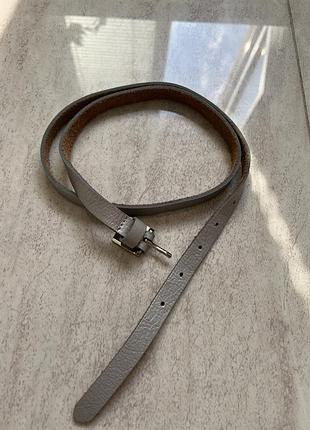 Срібний ремінь/пасок довжина 105 см*ширина 1,5см шкіра ідеал