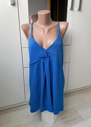 Майка синяя летняя на бретелях женская 3xl