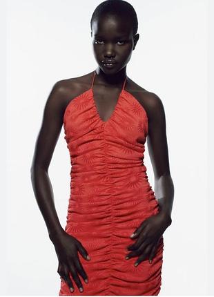 Сукня коротка літня червона нова від zara зі зборками