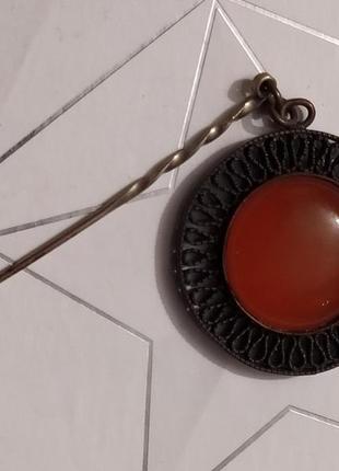 Брошь ссср с янтарем .булавка.шпилька.прибалтика