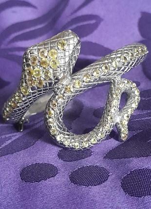 Браслет с редкими золотыми желтыми сапфирами серебро 925 пробой родической жесткий 14-15-16 размер