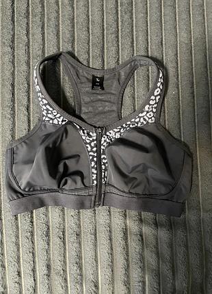 Сірий спортивний топ на молнії